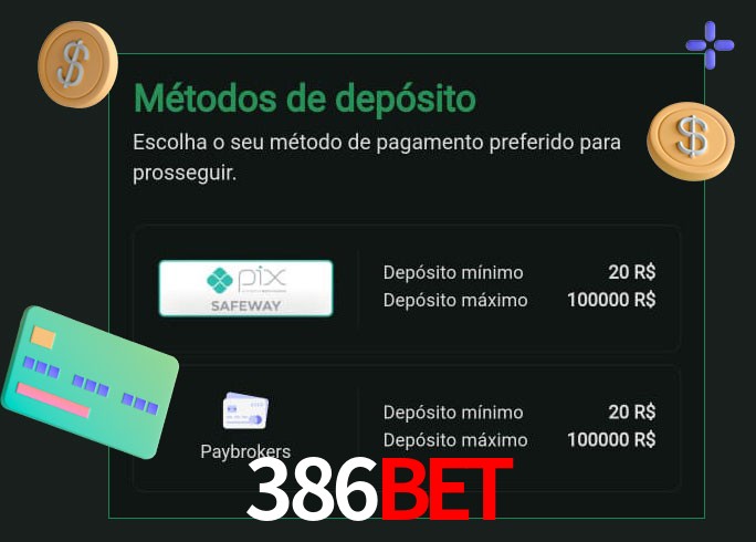 O cassino 386BET oferece uma grande variedade de métodos de pagamento